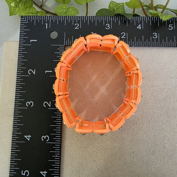Boho Orange Metal Stretch Bangle Bracelet - Picture 7 of 8